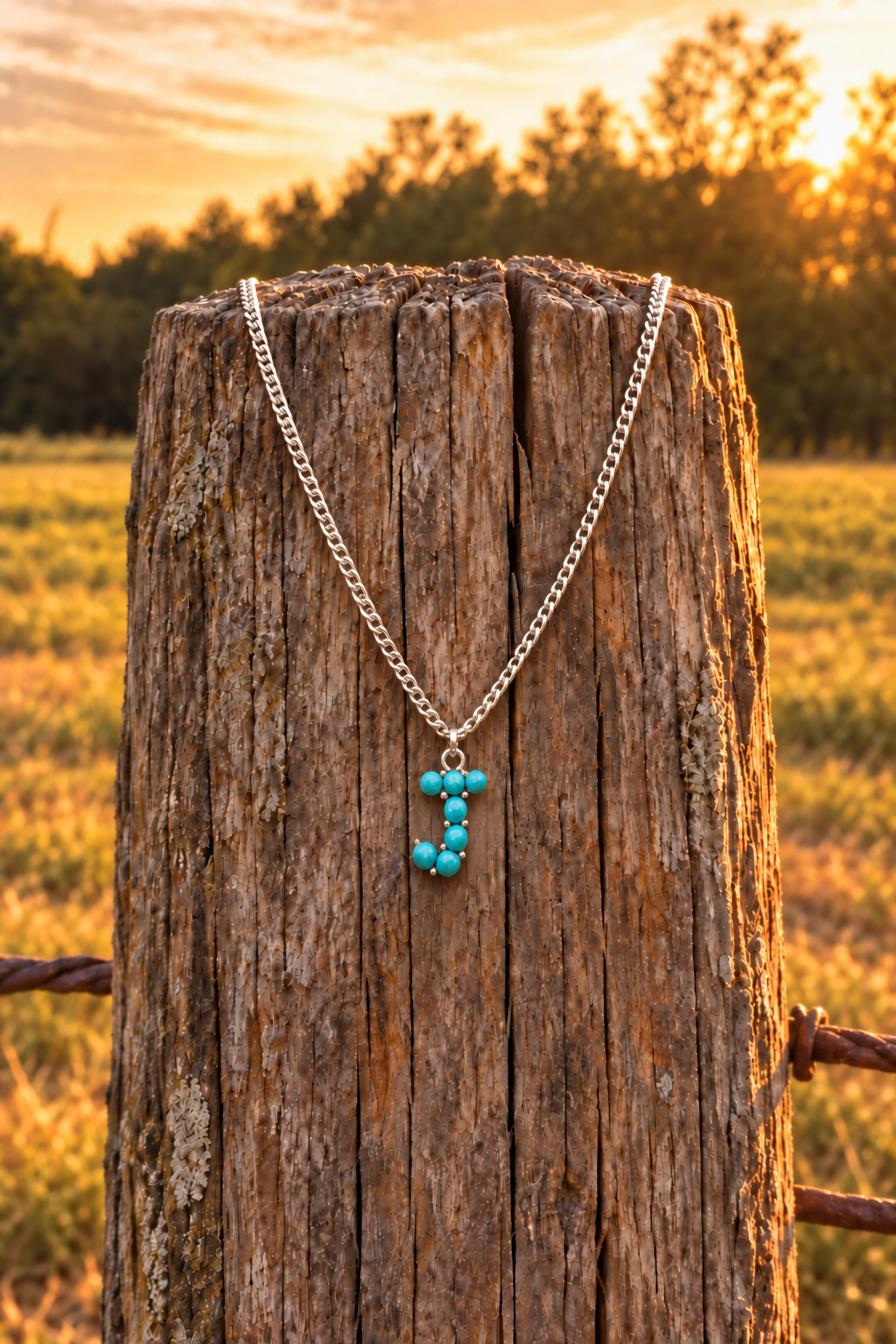 Turquoise Stone Initial Necklace