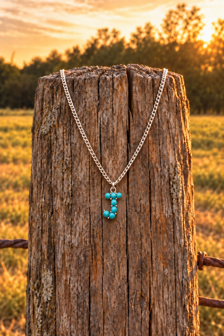 Turquoise Stone Initial Necklace