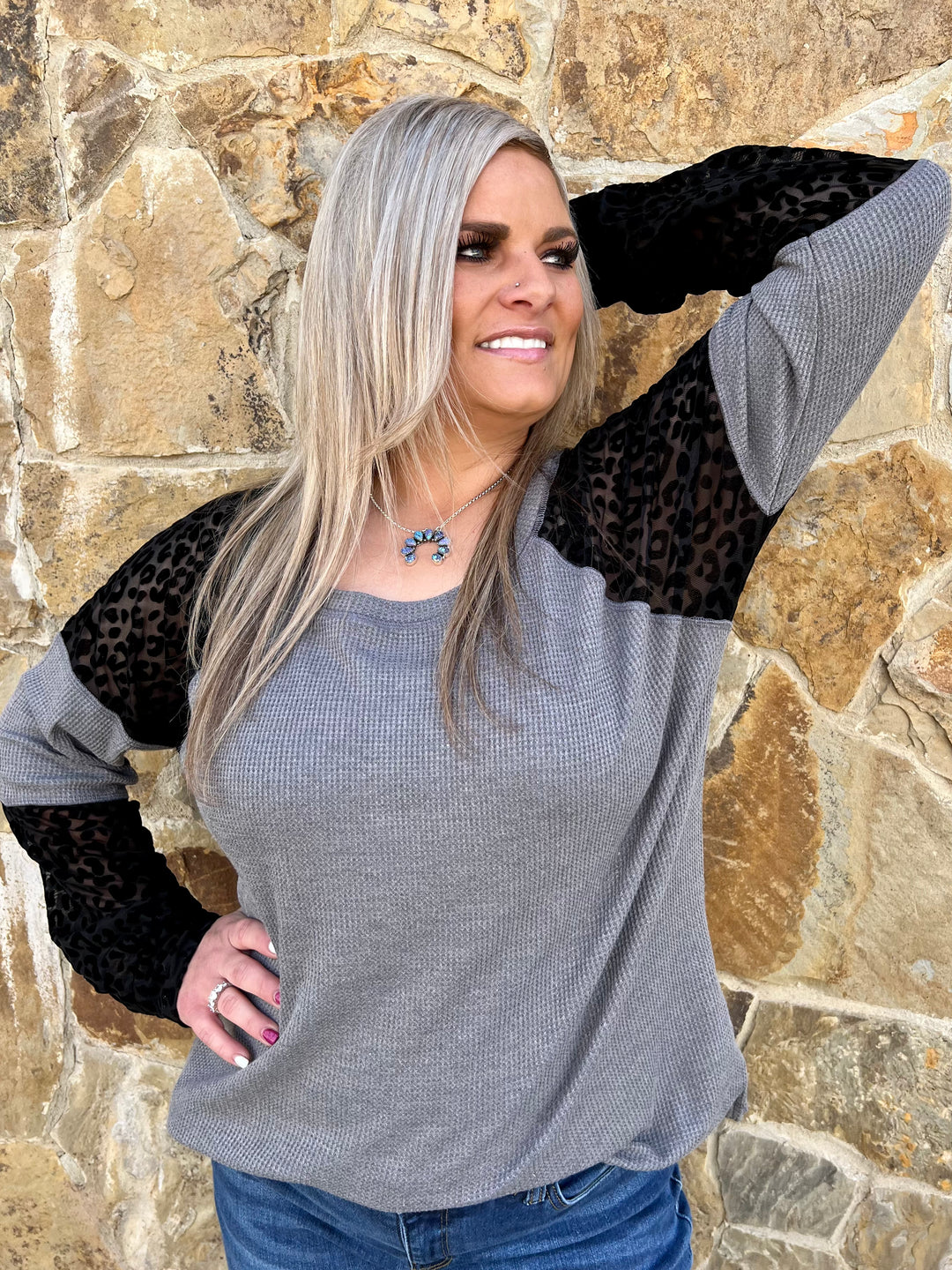 PLUS Sheerly Leopard Thermal Top-2 colors | gussieduponline