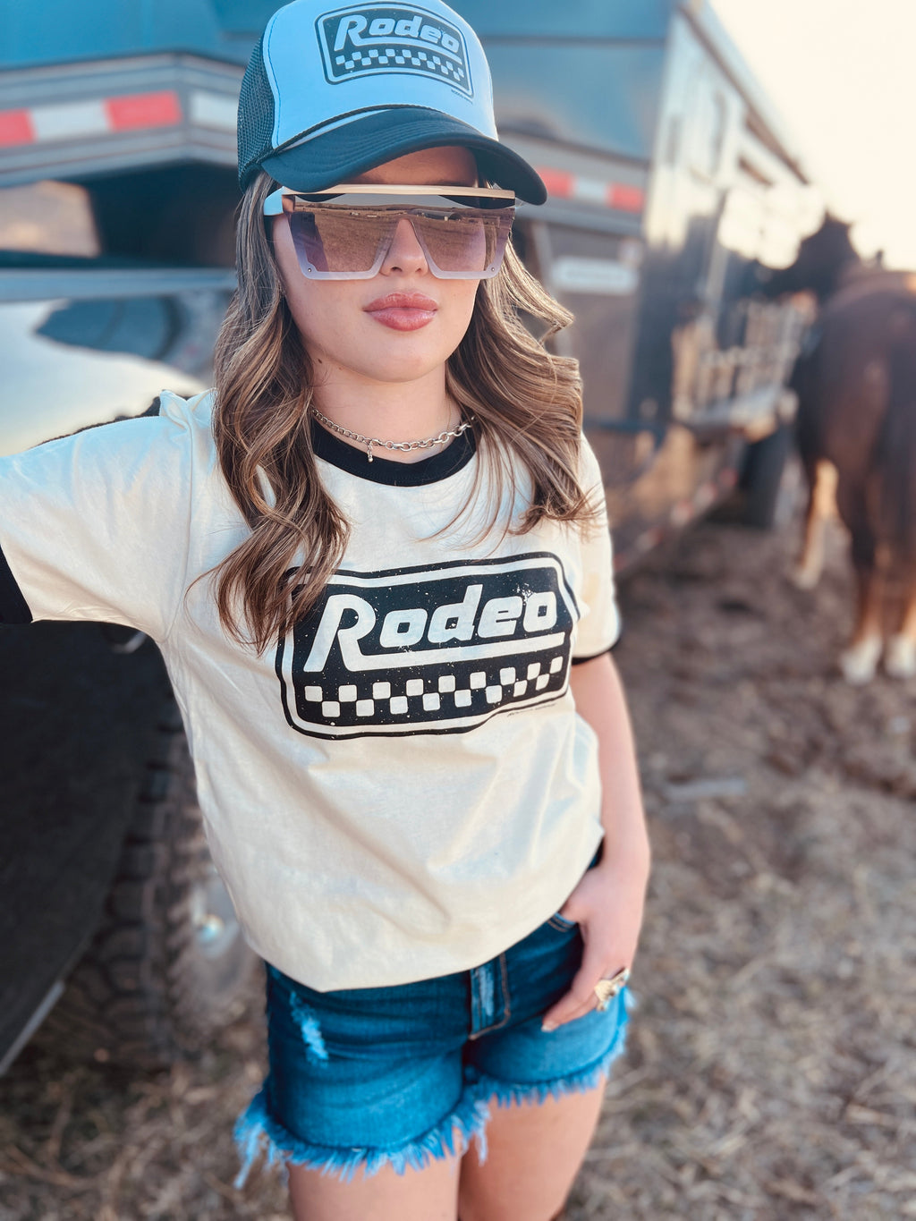 Rodeo Racer Unisex Ringer Tee | gussieduponline