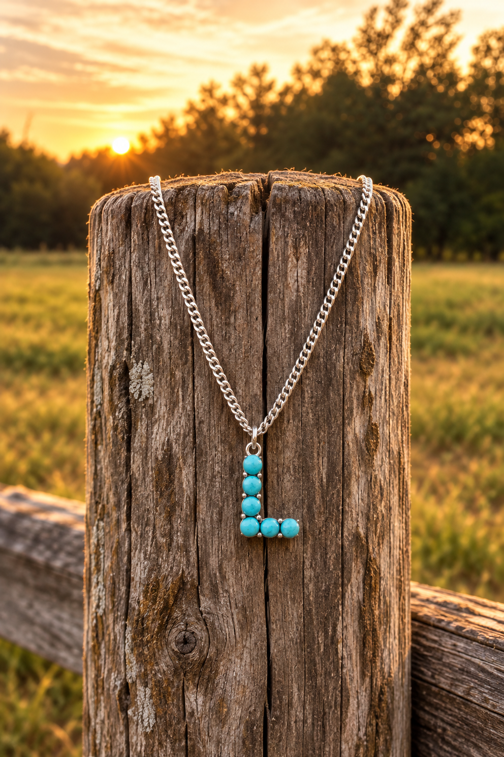 Turquoise Stone Initial Necklace