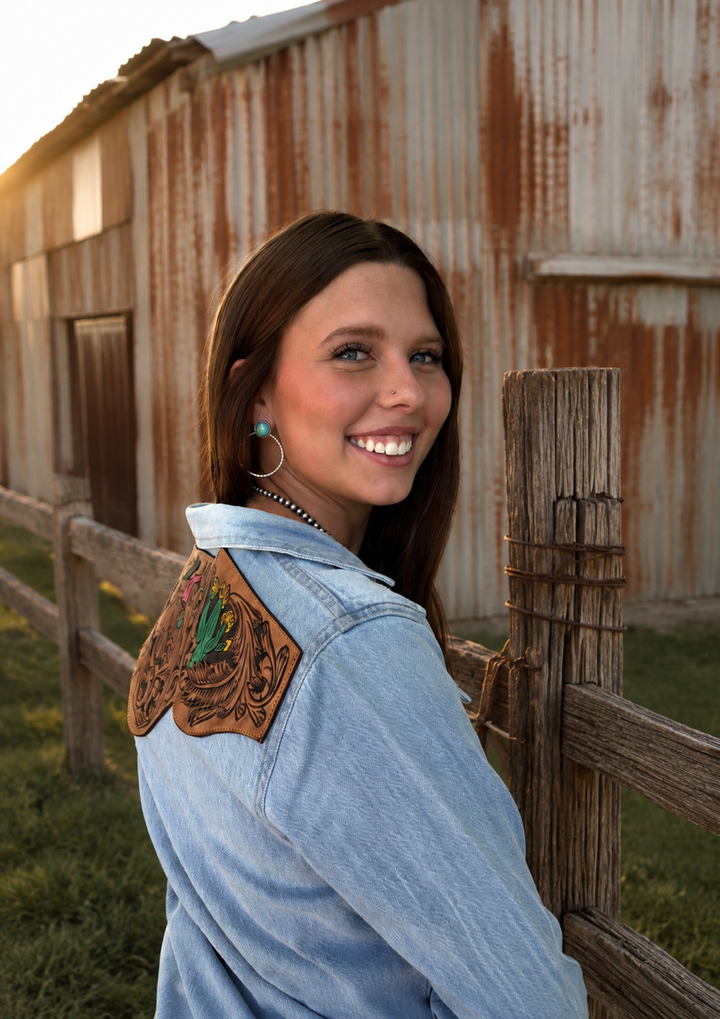 American Darling Tooled Leather Woman's Shirt
