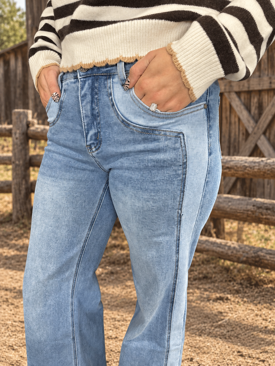 L&B Two Tone Baggy Wide Leg Jeans