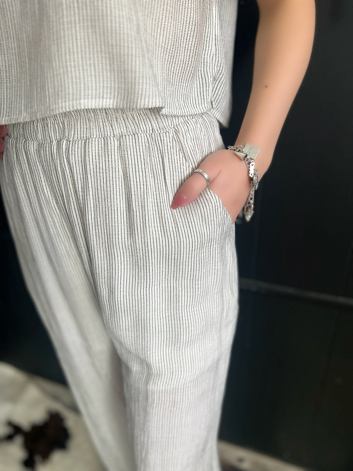 Natural Pinstriped Button Back 2 Piece Set*