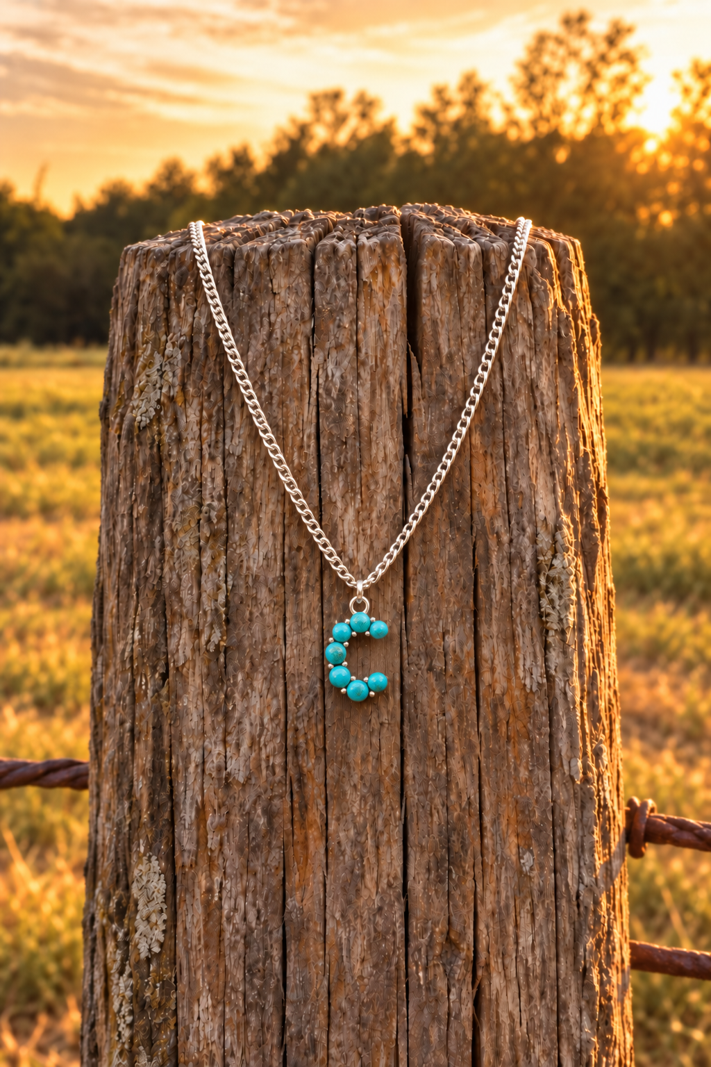 Turquoise Stone Initial Necklace
