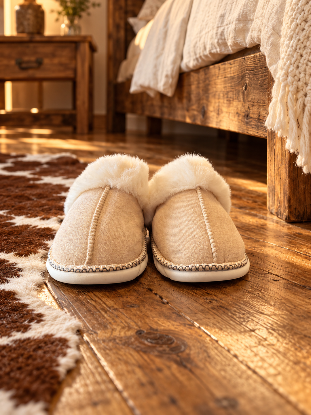 Cozy Faux Trim Slippers - 2 Colors