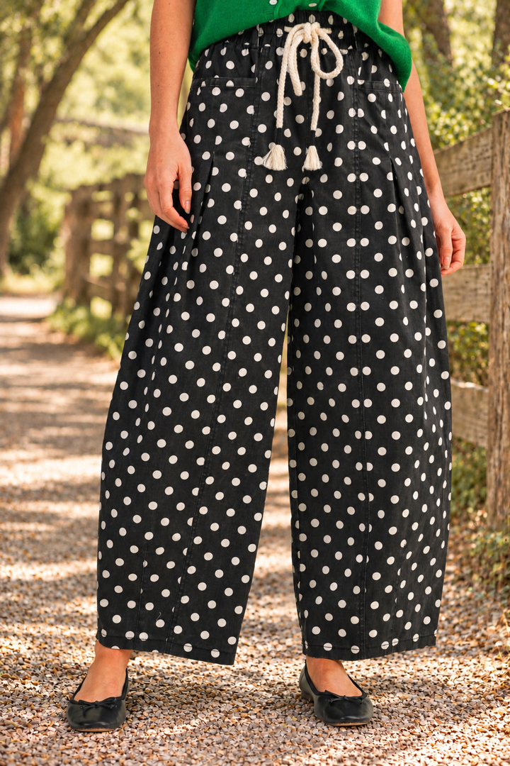 Black & White Polka Dot Barrel Jeans