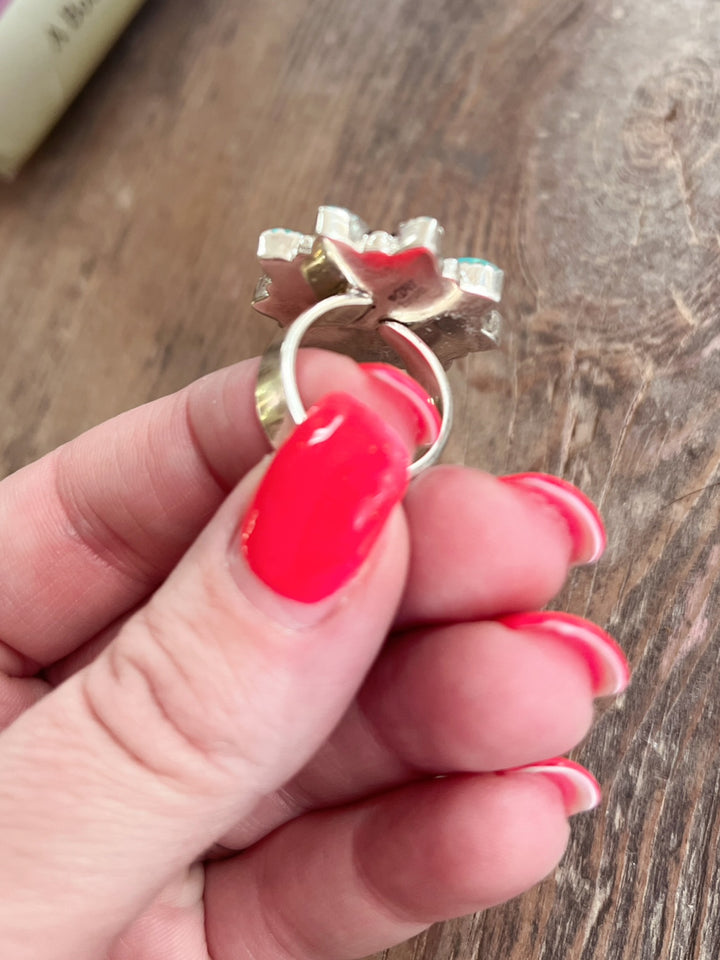 Goddess Flower Garden Adjustable Navajo Sterling Silver Ring