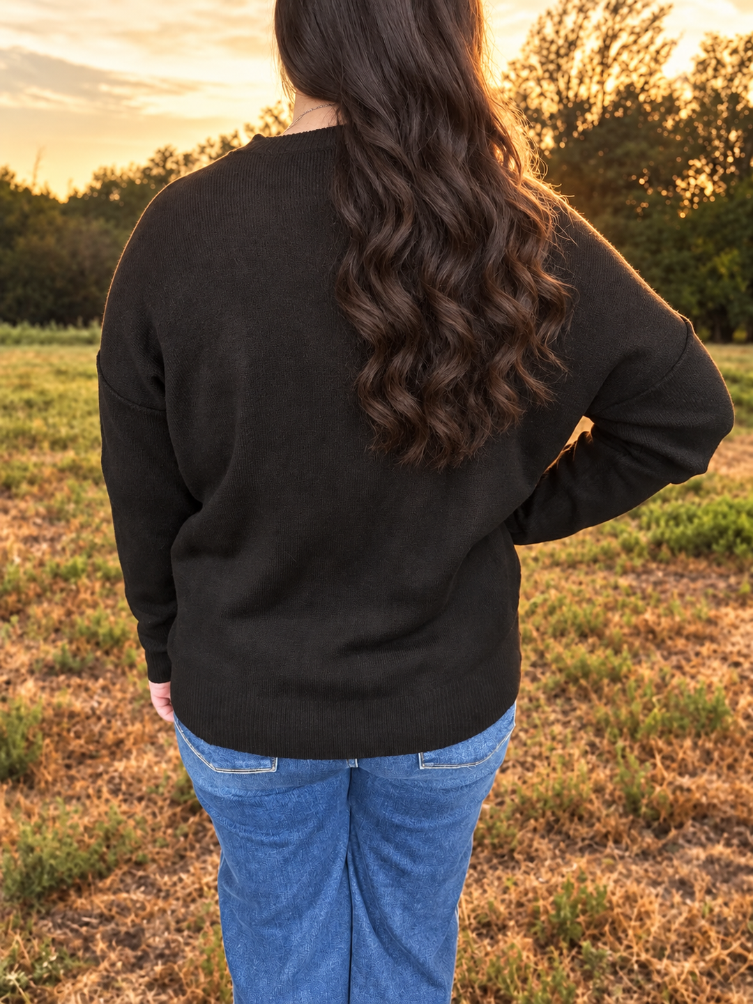 Front Seam Long Sleeve Knit Sweater - 2 Colors