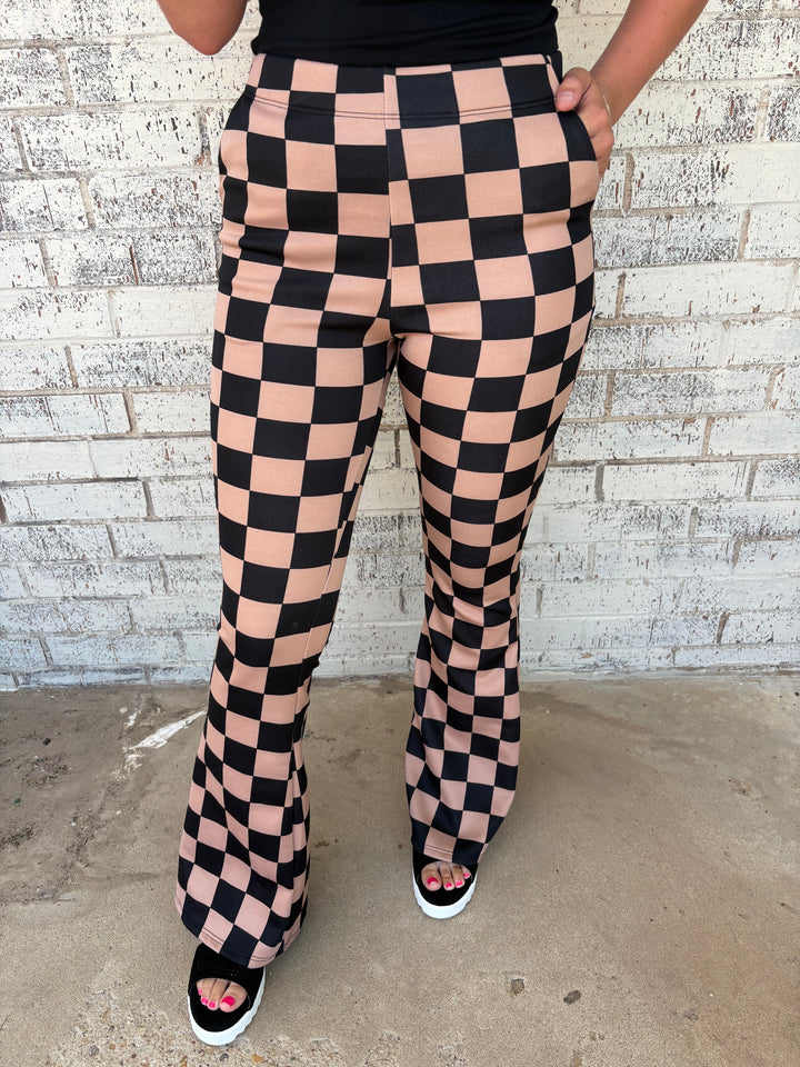 Black & Mocha Checkered Trouser Pants*