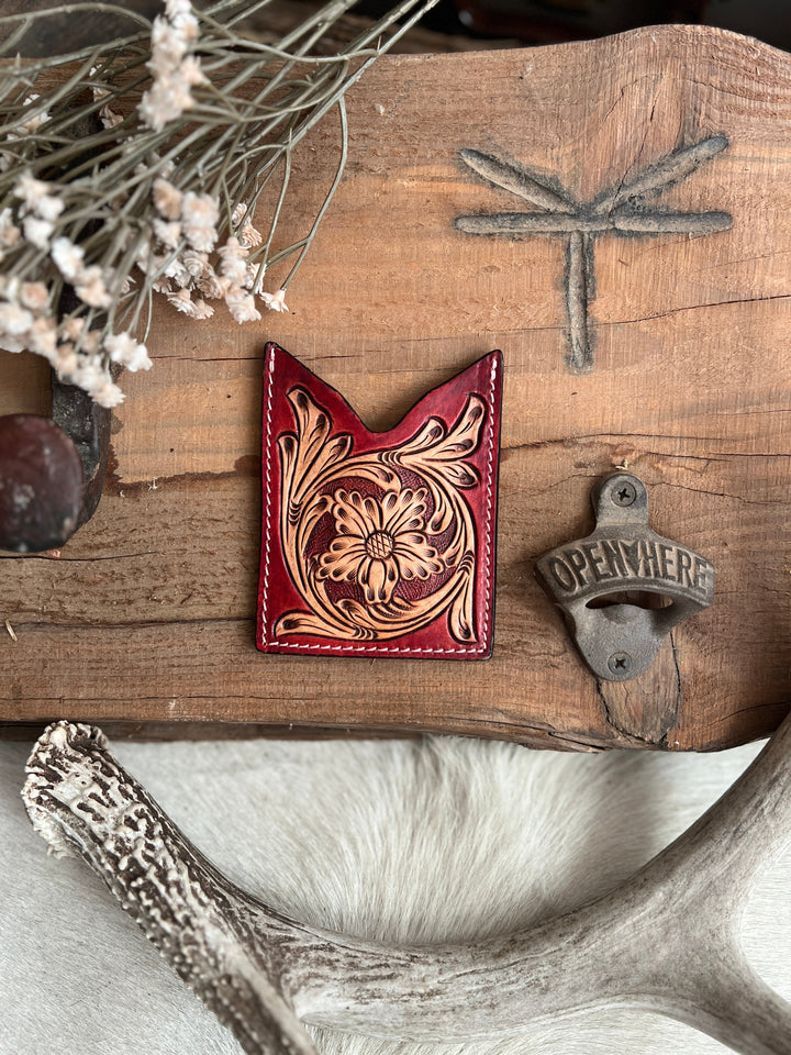American Darling Tooled Leather Card Holder | gussieduponline