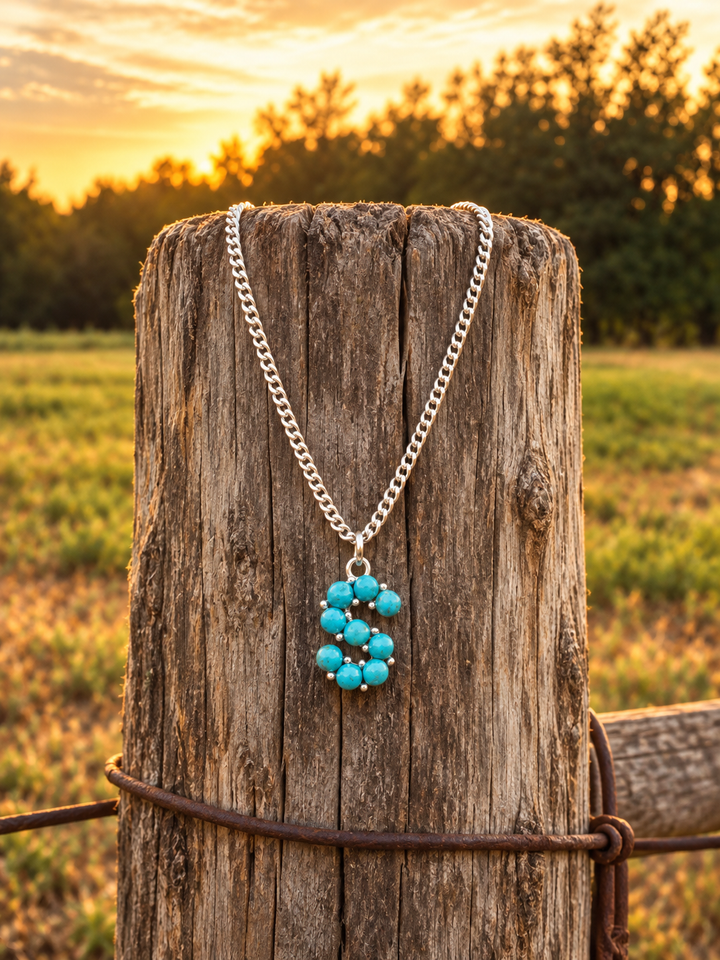 Turquoise Stone Initial Necklace