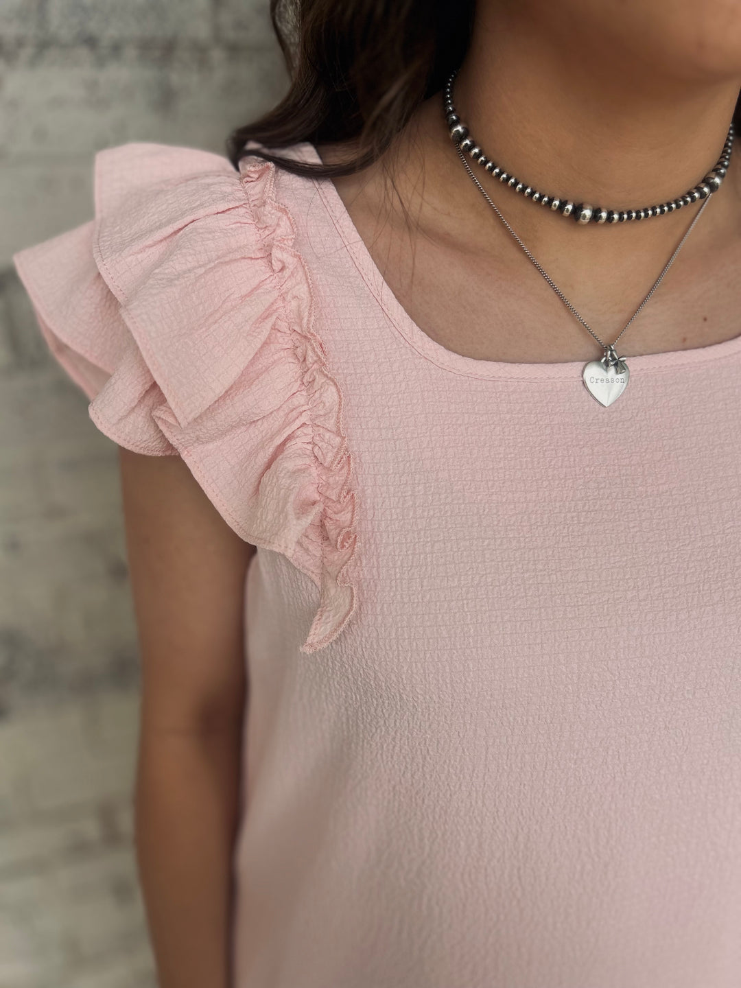 Baby Pink Textured Flutter Sleeve Bow Back Mini Dress*