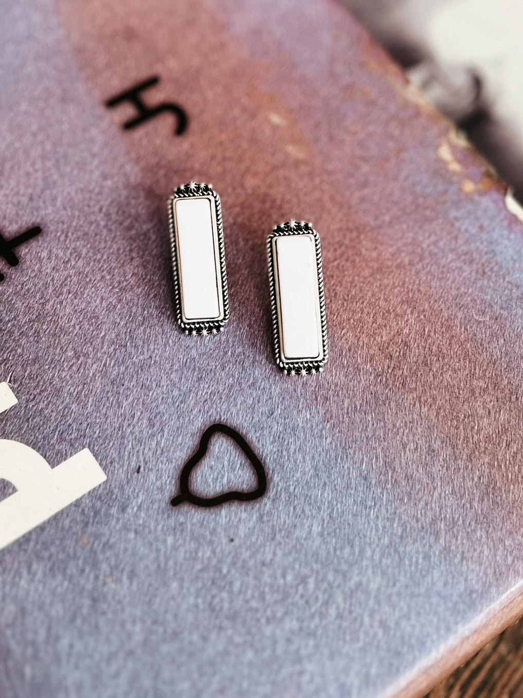 Bar White Turquoise Stud Earrings | gussieduponline