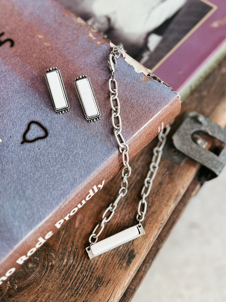 Bar White Turquoise Necklace | gussieduponline