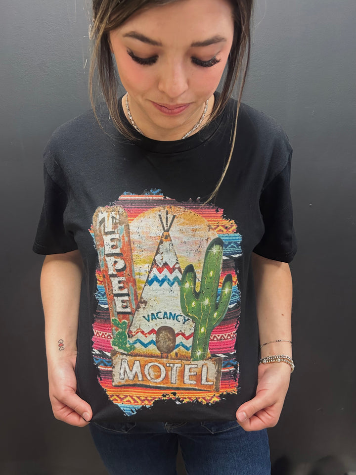 Black Western Motel Vintage Graphic Tee
