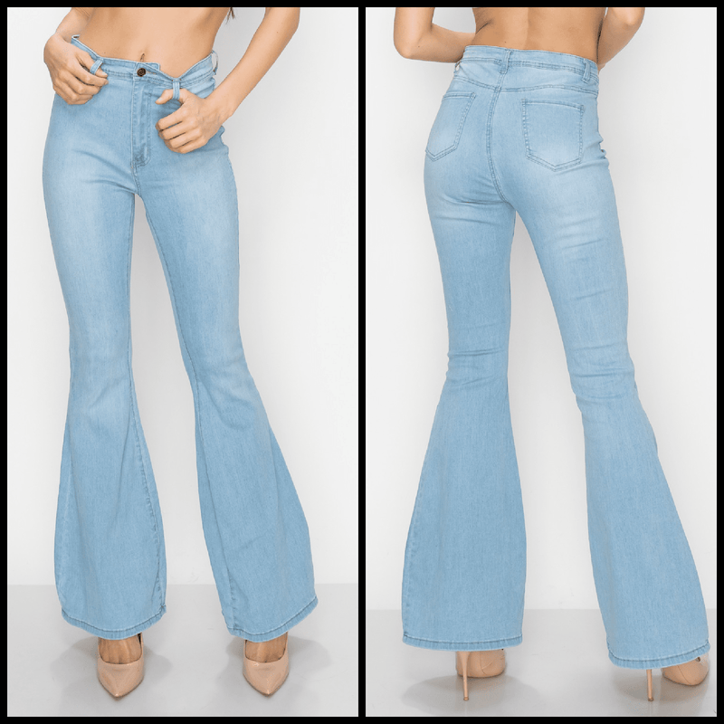 Check out these 'To the Top' Flares - so stretchy you'll be reachin' for the stars! You'll be feelin' far from distressed in this high-waisted, high-rise fit with a button/zip fly and 66% Cotton, 30% Polyester, 2% Rayon fabric blend - all you need to do is button up and take your style to the next level!