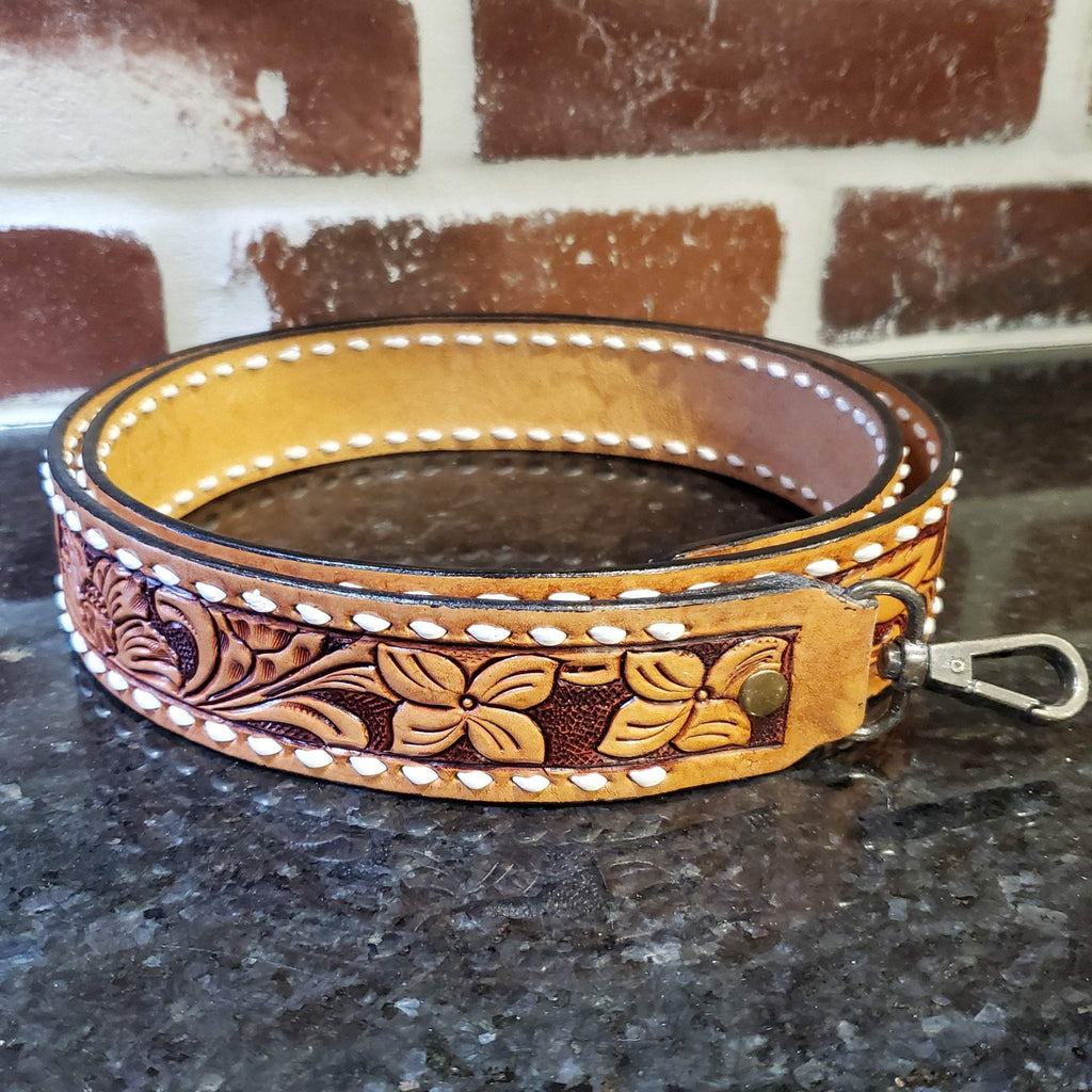 brown darling tooled leather strap