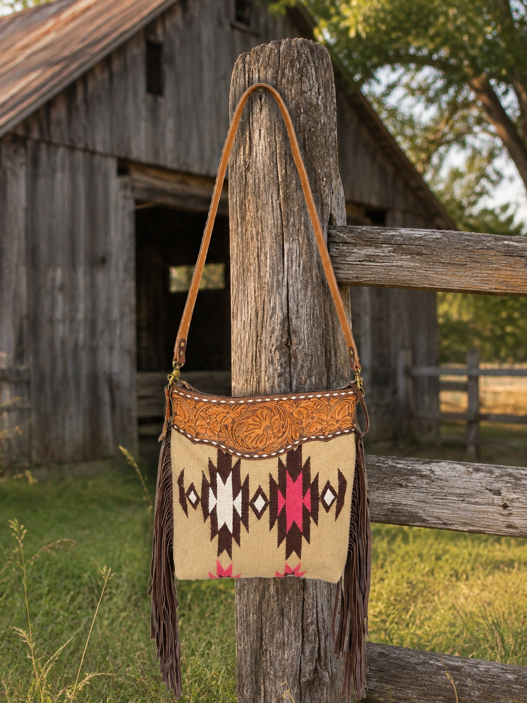 Southwestern Desert Rose Aztec Crossbody