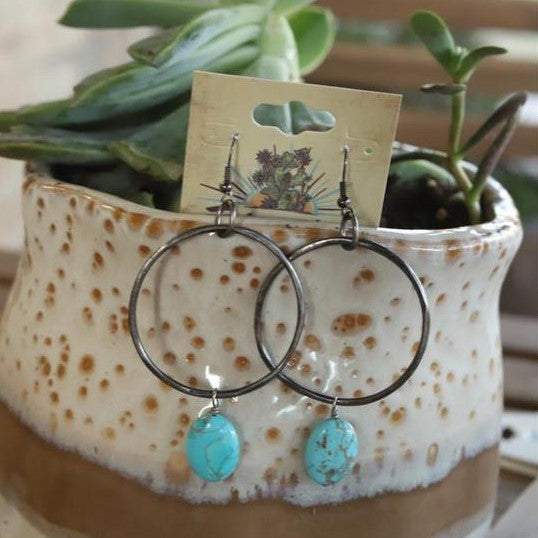 Caribou Blue Hoop Earrings | gussieduponline