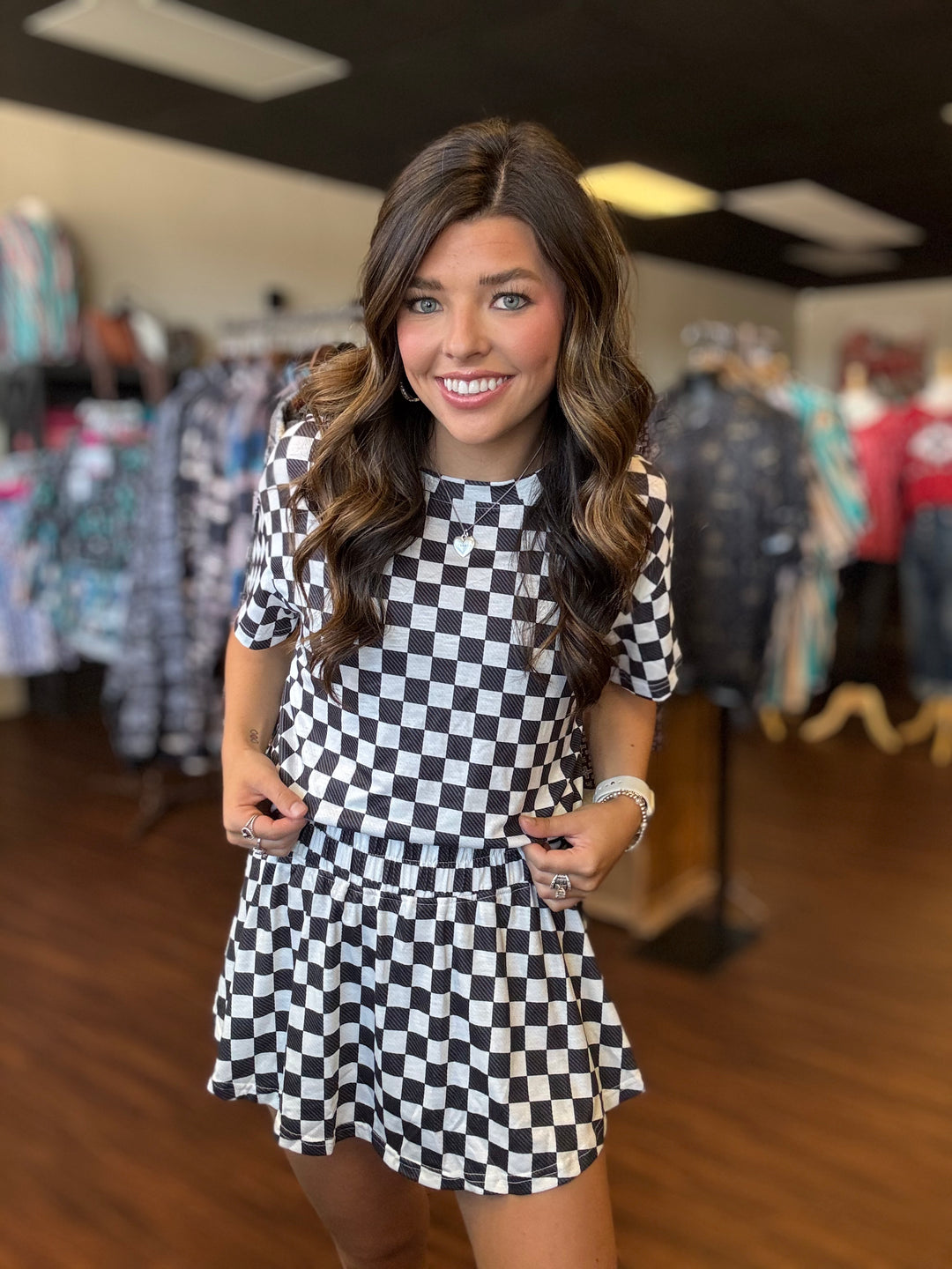 Check Please Skort Set