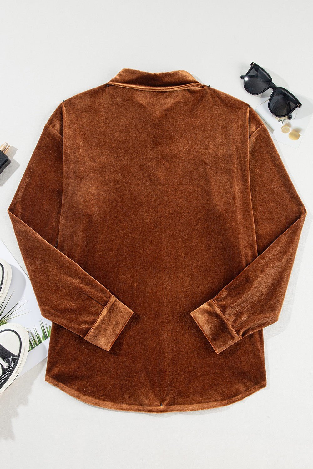 Chestnut Chest Pocket Velvet Shirt | gussieduponline