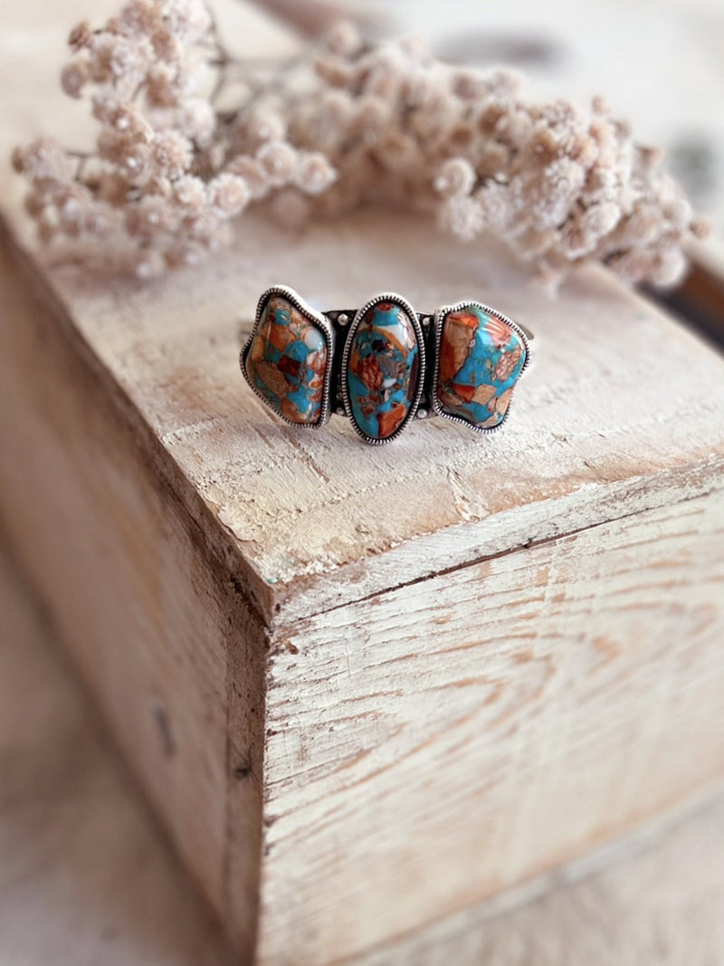 Chunky Colorful Stone Cuff Bracelet | gussieduponline