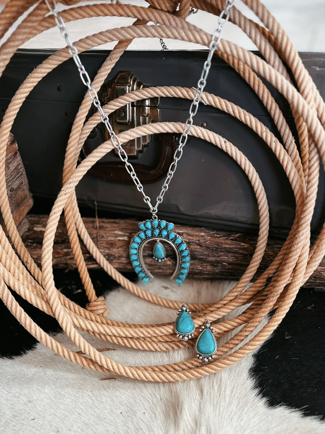 Chunky Turquoise Colored Stone Silver Earrings | gussieduponline