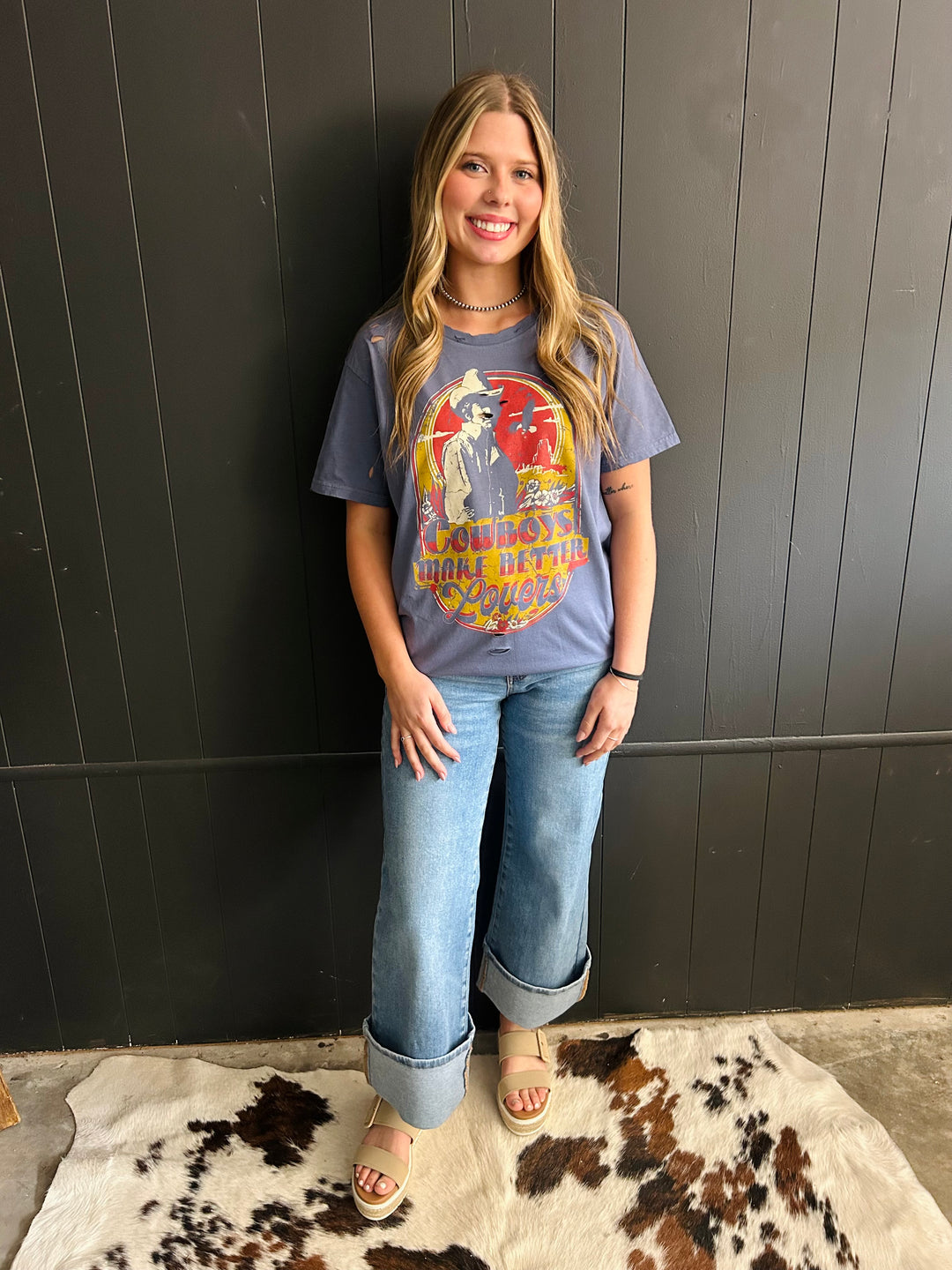 Cowboys Make Better Lovers Navy Holy Tee