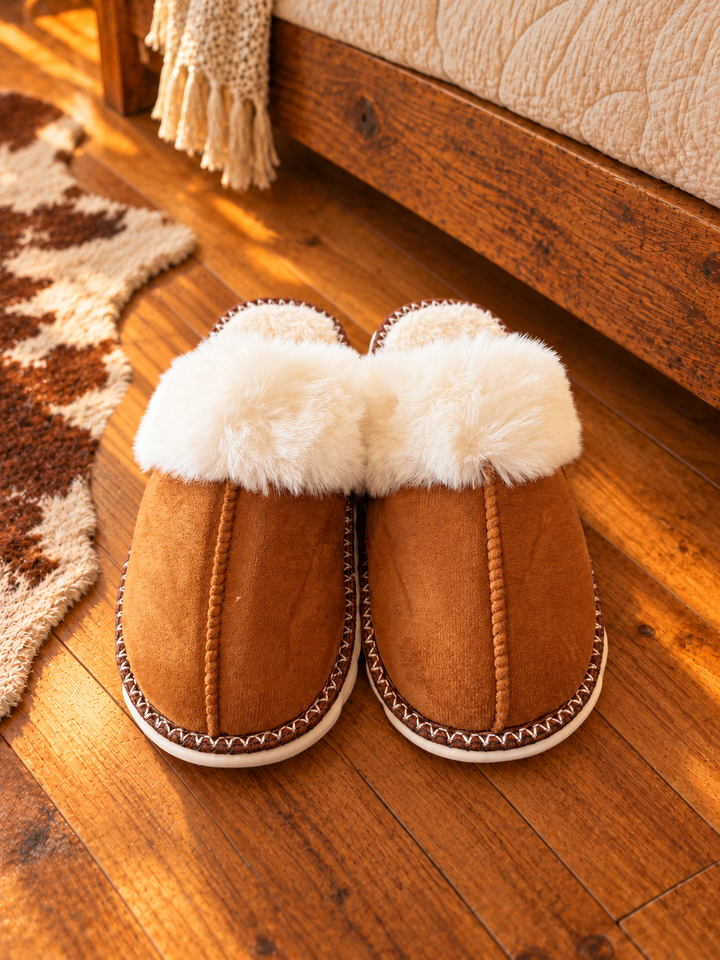 Cozy Faux Trim Slippers - 2 Colors