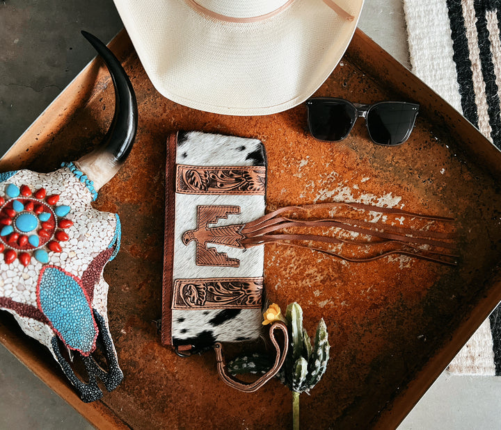 Darling Leather Thunderbird Wristlet | gussieduponline