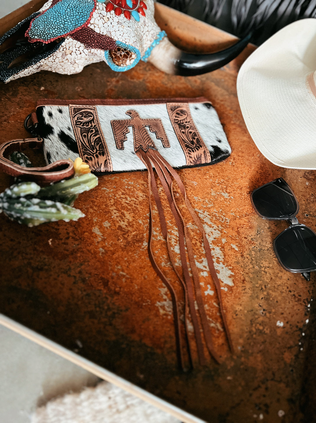 Darling Leather Thunderbird Wristlet | gussieduponline