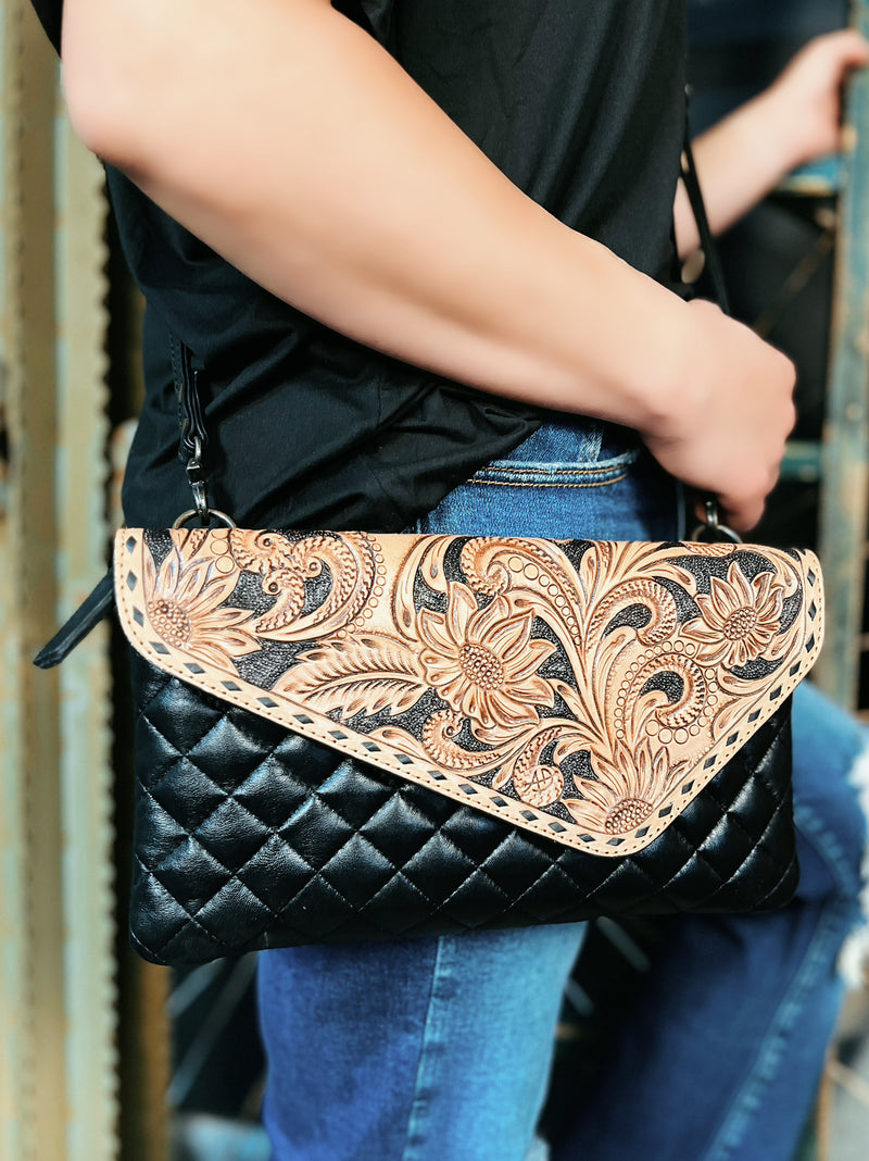 Darling Quilted Black Leather Crossbody Bag With Leather Darling Quilted Black Leather Crossbody Bag With Leather