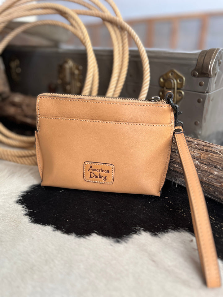 Darling Small Hand Tooled Leather Wristlet Pouch Bag | gussieduponline