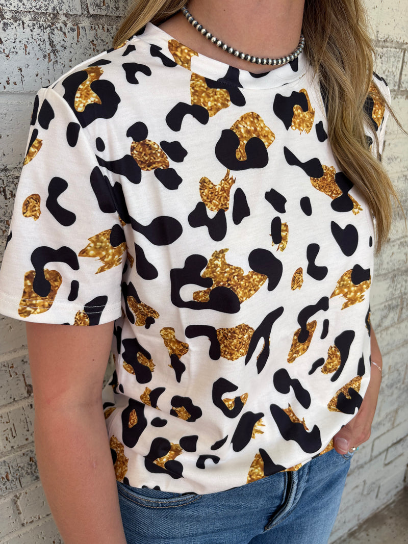 Gold Shimmer Leopard Printed Top*