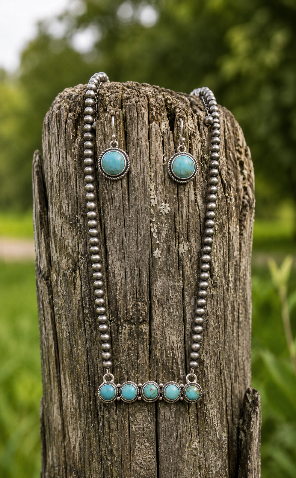 Snowy River 5 Stone Necklace & Earrings Set