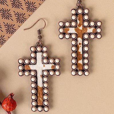 Encased Cross Earrings- 3 Colors | gussieduponline