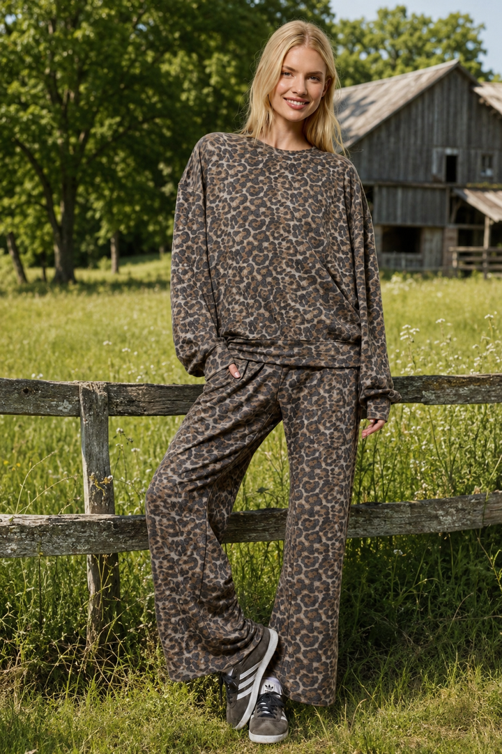 Leopard Wide Leg Lounge Pants