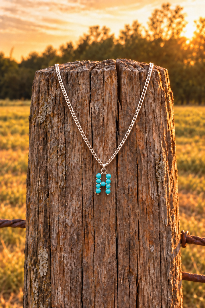 Turquoise Stone Initial Necklace