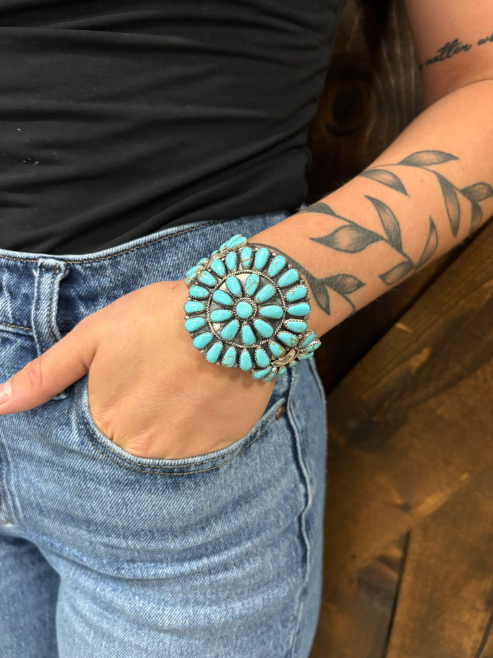 Genuine Sterling Silver & Kingman Turquoise Bracelet
