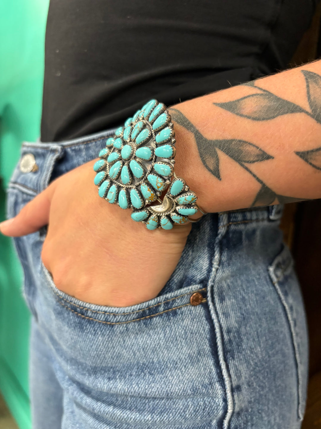 Genuine Sterling Silver & Kingman Turquoise Bracelet