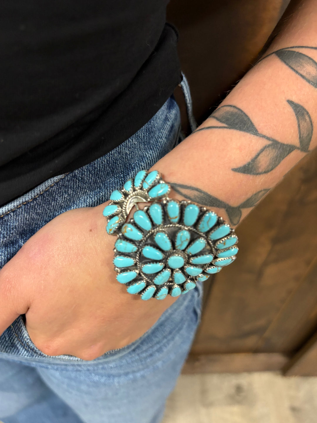 Genuine Sterling Silver & Kingman Turquoise Bracelet