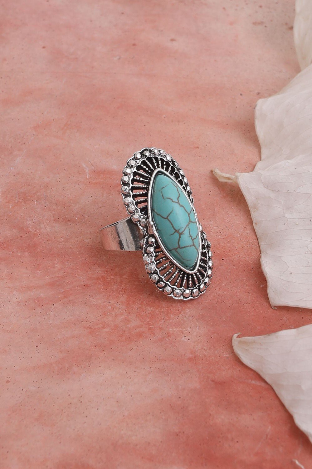 Western Hourglass Adjustable Turquoise Ring