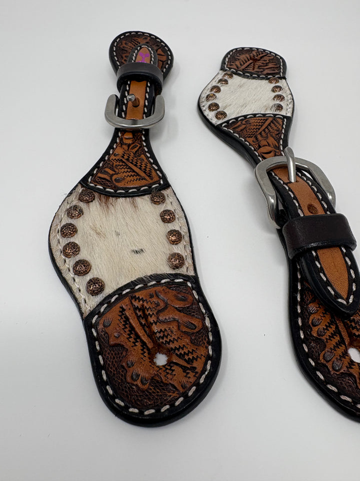 KIDS Rafter T Ranch Hair on Hide Two Tone Spur Straps