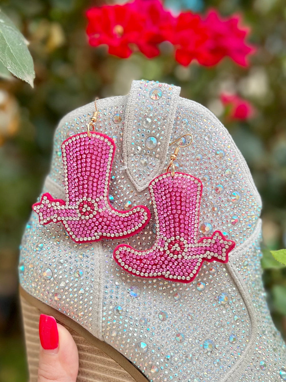 Pink Puffed Up Boot Earrings | gussieduponline