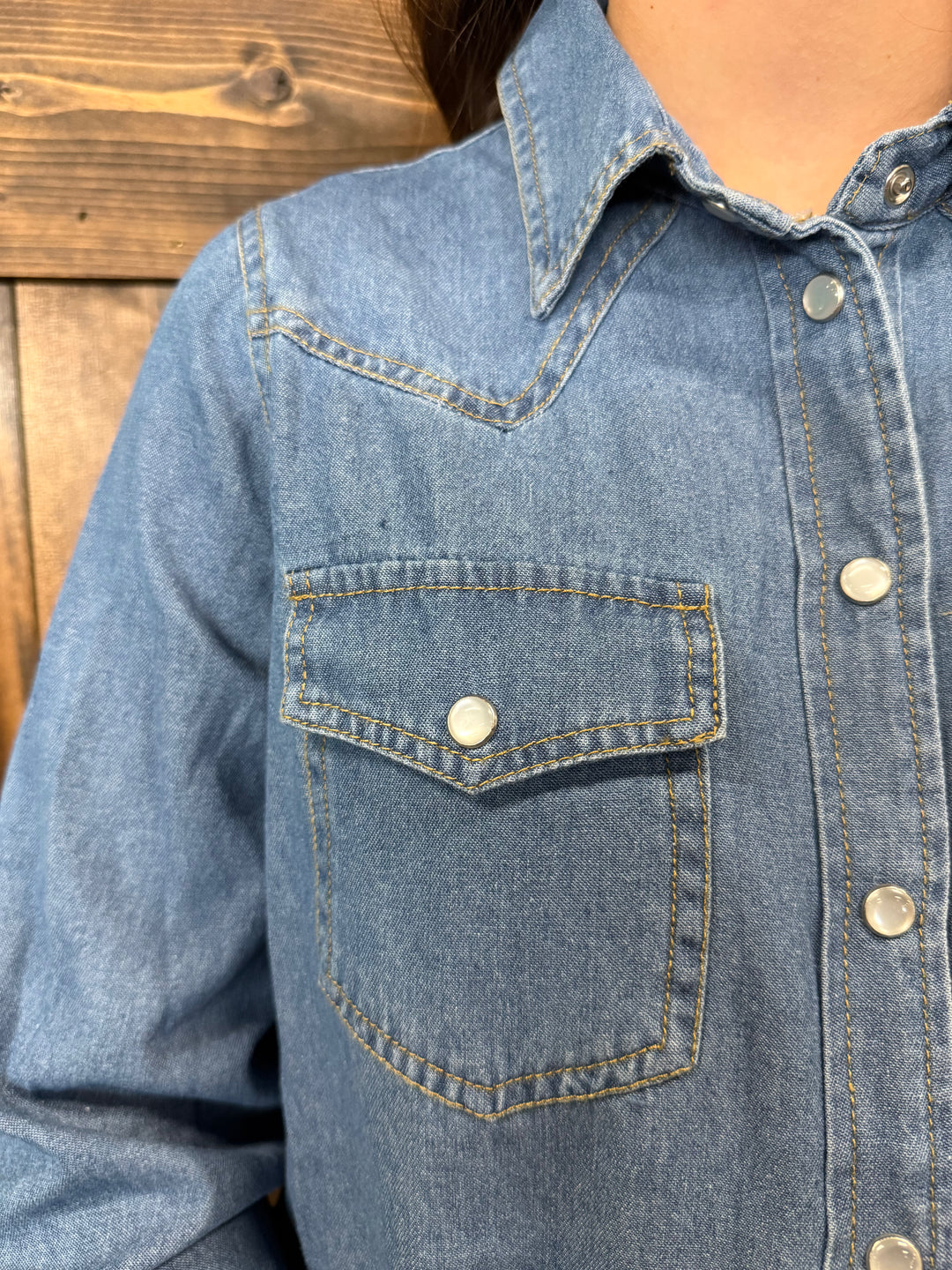 L&B Classic Western Yoke Button Down Denim Top