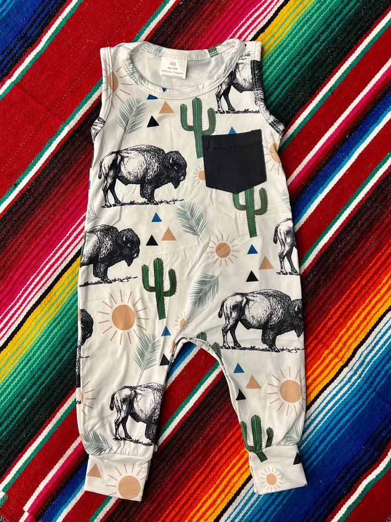 This KIDS Roaming in the Sunny Desert Baby Suit is perfect for your wild cowboy-in-the-making! Its 95% Cotton and 5% Spandex material ensures a comfortable fit, and the cowboy-themed design of buffaloes and cacti will help your lil' one channel their inner wild side. Rock on, pardner!