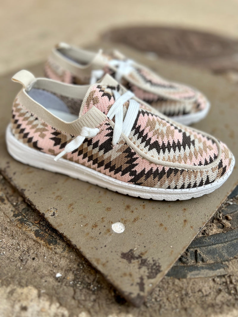 Slip into something comfortable! Our Knitted Blush Loafers combine cream blush colors with an eye-catching aztec print for a look that is both stylish and oh-so-cozy. Perfect for any casual (or lazy) occasion!