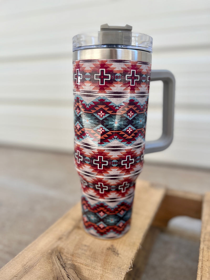 Set your thirst apart with these Thirsty in the Southwest oz Tumblers. Choose from White Aztec, Red Aztec, or Grey Southwest Print designs - which will stay ‘cowboy cool’ no matter the temperature! Saddle up, grab a drink and take a ride with the best tumblers in town! Yeehaw!