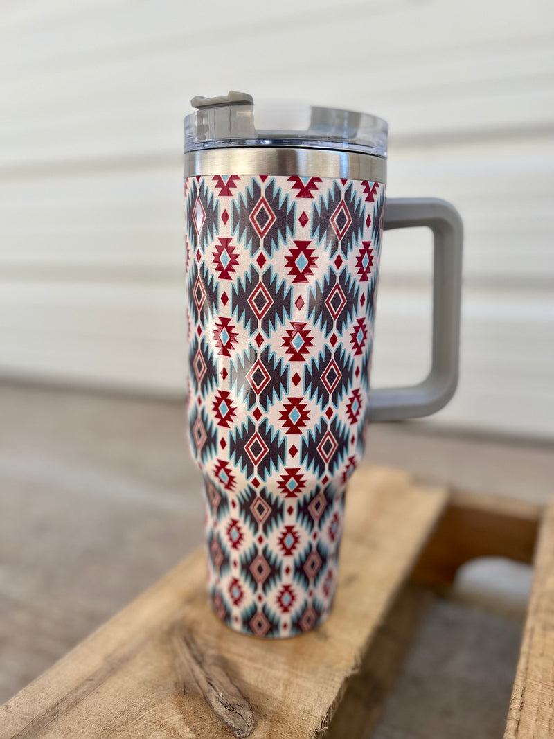 Set your thirst apart with these Thirsty in the Southwest oz Tumblers. Choose from White Aztec, Red Aztec, or Grey Southwest Print designs - which will stay ‘cowboy cool’ no matter the temperature! Saddle up, grab a drink and take a ride with the best tumblers in town! Yeehaw!